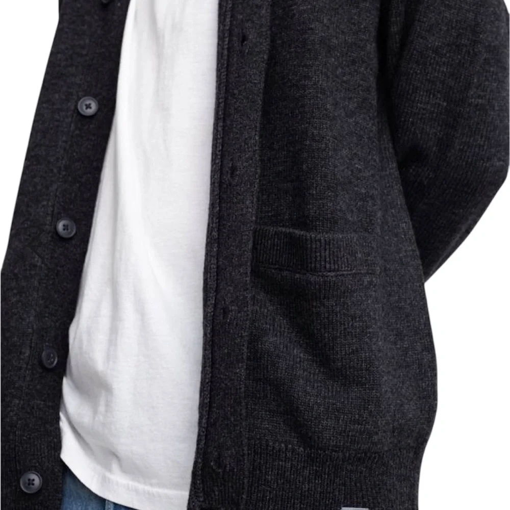 Carhartt WIP Allen Gray Cardigan, Lamb’s Wool Blend, Casual, Preppy, Academic S - Picture 4 of 13